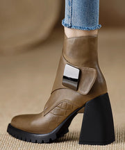 Classy Black Splicing Chunky Heel Ankle Boots