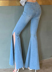 Classy Blue High Waist Side Open Flared Jeans Spring