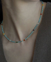 Classy Blue Patchwork Natural Turquoise Necklace