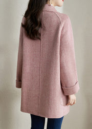 Classy Camel Peter Pan Collar Pockets Woolen Coats Spring