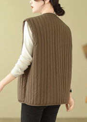 Classy Chocolate Lace Up Warm Fine Cotton Filled Vest Winter