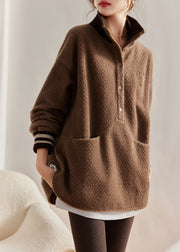 Classy Chocolate Oversized Cotton Sweatshirts Top Spring