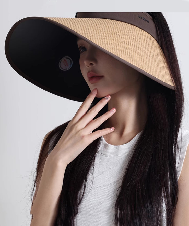 Classy Coffee Patchwork Cotton Blended Sun Hat