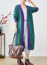 Classy Colorblock Oversized Patchwork Knit Long Cardigan Fall