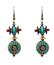 Classy Colorblock Sterling Silver Alloy Inlaid Copper Beads Turquoise Tassel Drop Earrings