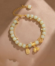 Classy Cyan Alloy Jade Orchid Charm Bracelet