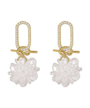 Classy Gold Alloy Zircon Floral Drop Earrings