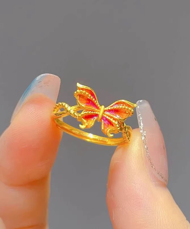 Classy Gold Ancient Gold Burnt Blue Butterfly Rings