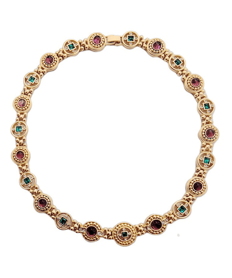 Classy Gold Copper Overgild Hollow Out Coloured Glaze Collar Necklace