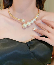 Classy Gold Copper Overgild Pearl Choker