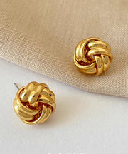 Classy Gold Metal Alloy Circular Winding Stud Earrings