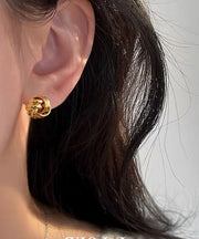 Classy Gold Metal Alloy Circular Winding Stud Earrings