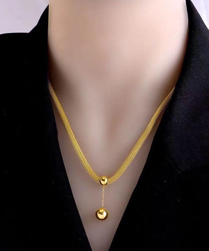 Classy Gold Stainless Steel Tassel Pendant Necklace