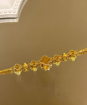 Classy Gold Sterling Silver Overgild Four Leaf Clover Charm Bracelet