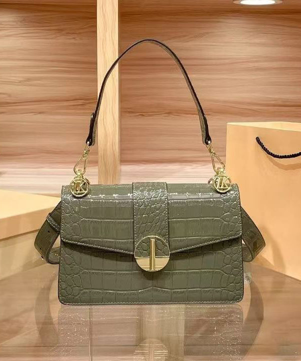 Classy Green Durable Calf Leather Satchel Bag Handbag