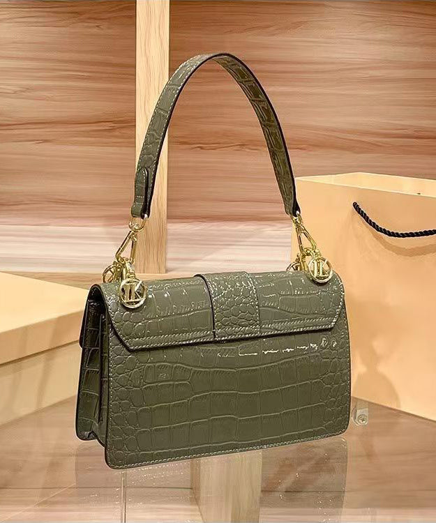 Classy Green Durable Calf Leather Satchel Bag Handbag