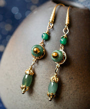 Classy Green Jadeite Jade Drop Earrings