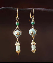 Classy Green Jadeite Jade Drop Earrings