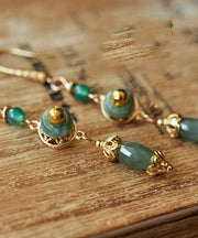 Classy Green Jadeite Jade Drop Earrings