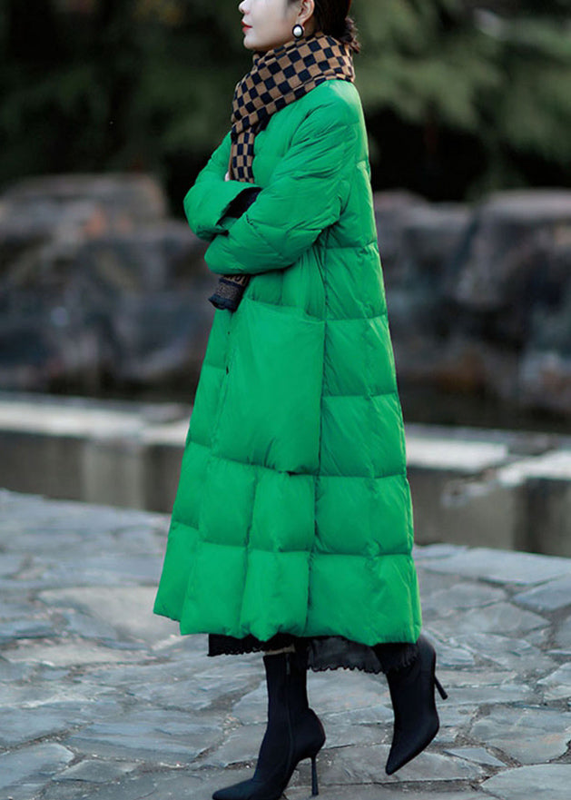 Classy Green Oversized Pockets Duck Down Down Jacket Winter