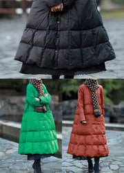 Classy Green Oversized Pockets Duck Down Down Jacket Winter