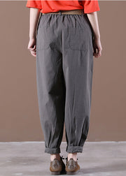 Classy Grey Elastic Waist Sashes Beam Pants Fall