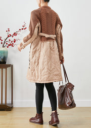 Classy Khaki Oversized Patchwork Fine Cotton Filled Puffer Jacket Winter