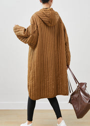 Classy Khaki Oversized Pockets Thick Duck Down Down Coats Winter