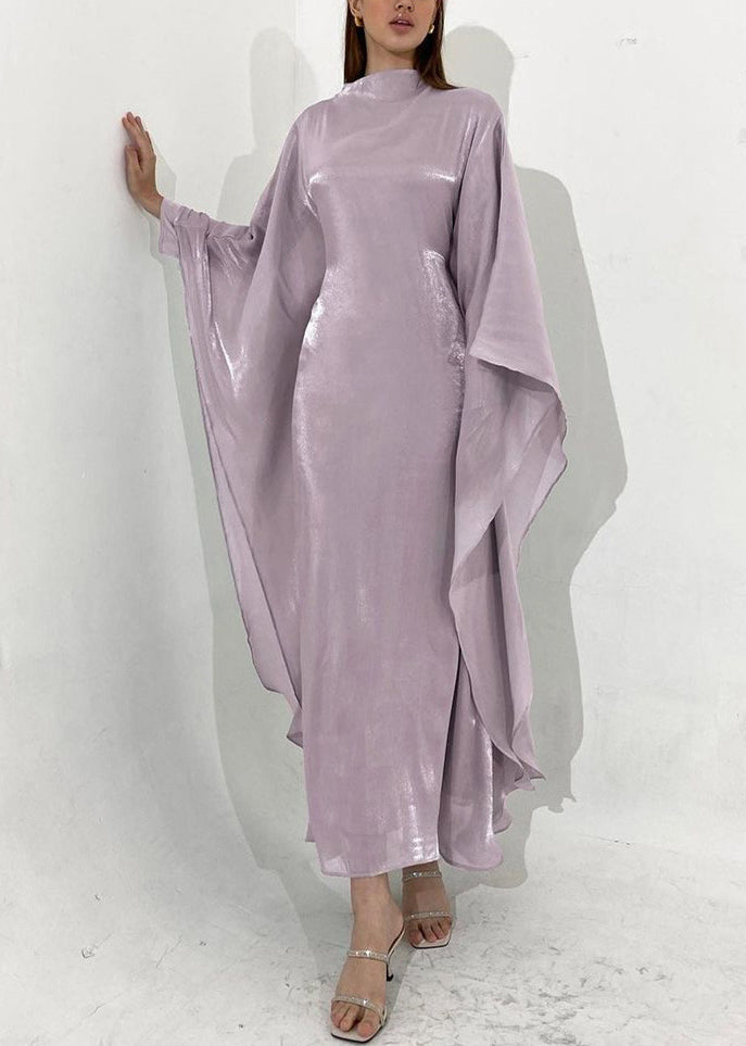 Classy Light Purple Slim Fit Silk Maxi Dress Spring