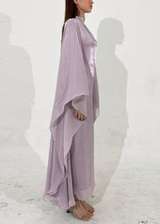 Classy Light Purple Slim Fit Silk Maxi Dress Spring