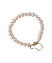 Classy Milky White Stainless Steel Pearl Beads Chain Bracelet