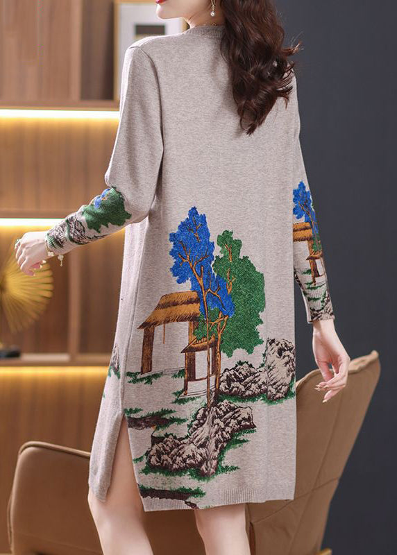 Classy O Neck Cozy Wool Knit Dress Long Sleeve