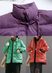 Classy Purple Chinese Button Duck Down Puffer Jacket Winter