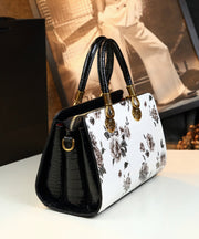 Classy Versatile White Embossed Calf Leather Tote Handbag