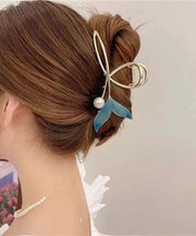 Classy Whale Tail Hair Claw Pearl Shark Clip Headdress Hairpin