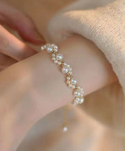 Classy White Alloy Pearl Cat Claw Chain Bracelet