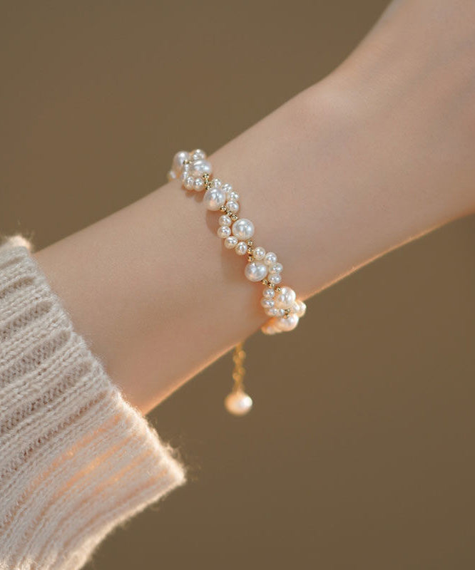 Classy White Alloy Pearl Cat Claw Chain Bracelet