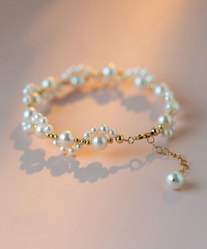 Classy White Alloy Pearl Cat Claw Chain Bracelet