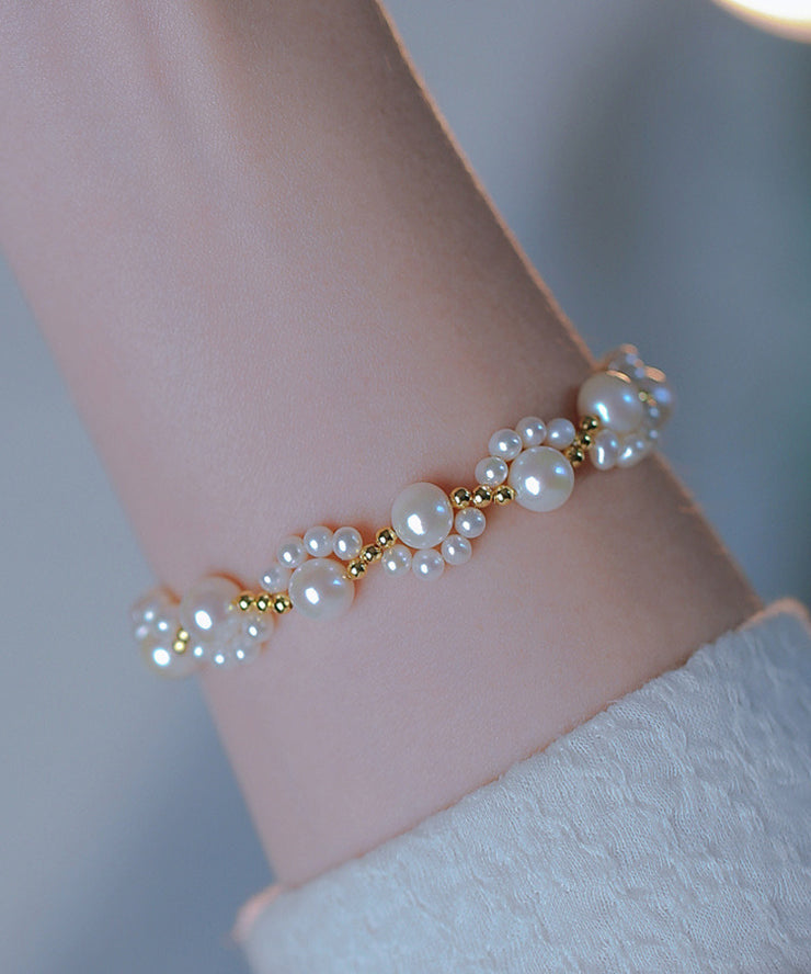 Classy White Alloy Pearl Cat Claw Chain Bracelet