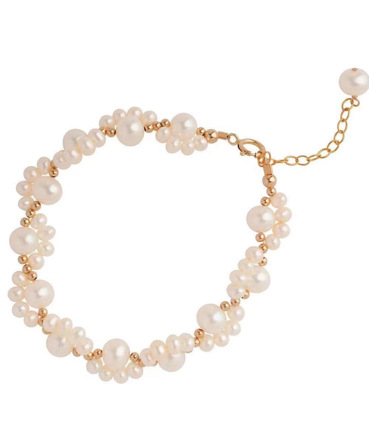 Classy White Alloy Pearl Cat Claw Chain Bracelet