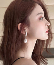 Classy White Copper Overgild Pearl Drop Earrings