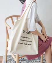 Classy White Letter Print Canvas Tote Handbag Satchel Bag Handbag