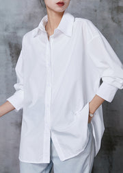 Classy White Oversized Cotton Shirts Spring