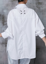 Classy White Oversized Cotton Shirts Spring