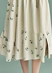 Classy White Oversized Print Cotton Long Dresses Summer