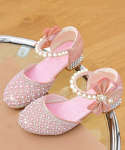 Classy White Pearl Zircon Buckle Strap Kids Sandals