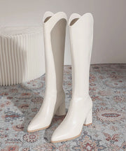Classy White Splicing Zipper Faux Leather Ankle Boots
