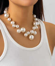 Classy White Stainless Steel Pearl Pendant Necklace