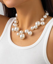 Classy White Stainless Steel Pearl Pendant Necklace