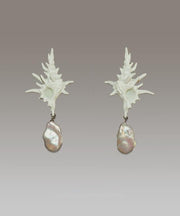 Classy White Sterling Silver Alloy Floral Drop Earrings